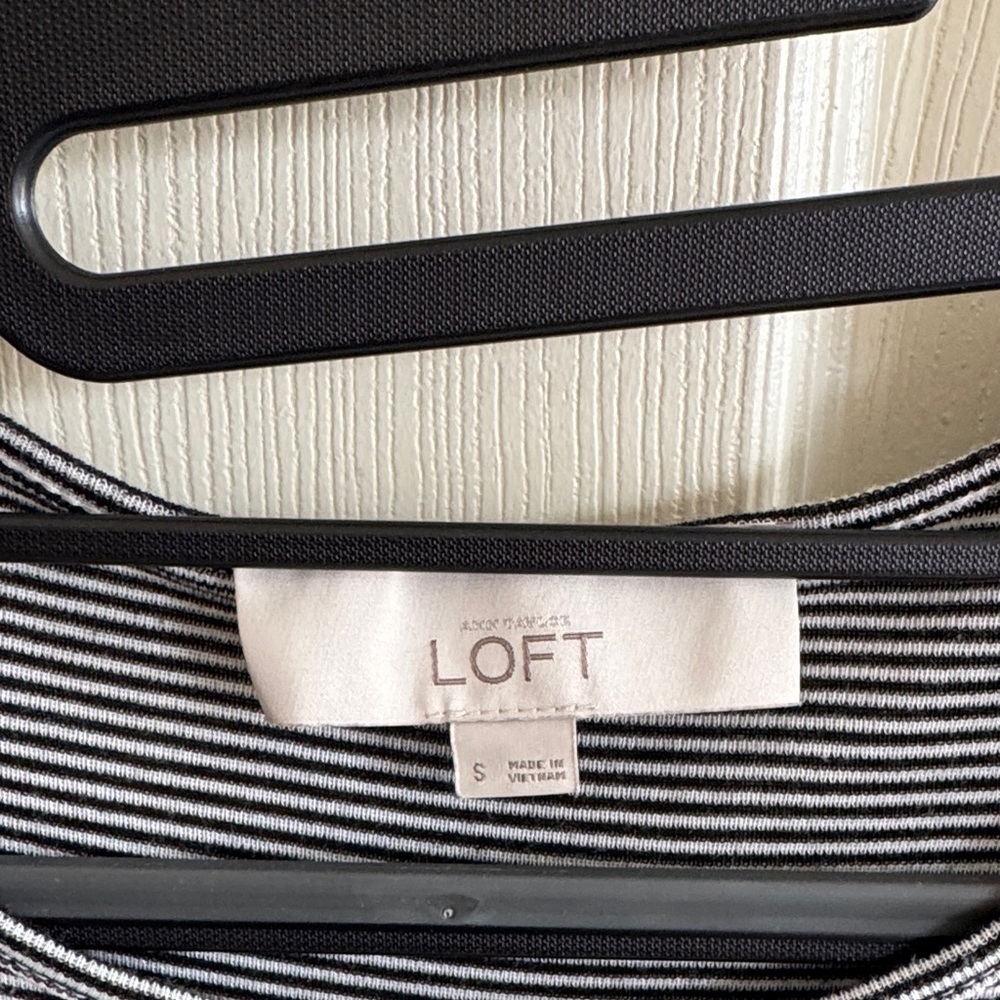 LOFT Black and White Striped Long Sleeve Tee - Picture 2 of 4